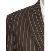 imagePaul Fredrick Mens Linen Pinstripe Double Breasted Peak Lapel Suit JacketDark Brown