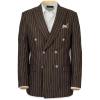 imagePaul Fredrick Mens Linen Pinstripe Double Breasted Peak Lapel Suit JacketDark Brown