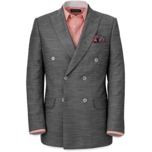 imagePaul Fredrick Mens Performance Blend Double Breasted Peak Lapel Suit JacketCharcoal