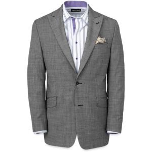 imagePaul Fredrick Mens Wool Micro Check Single Breasted Peak Lapel Suit JacketBlack