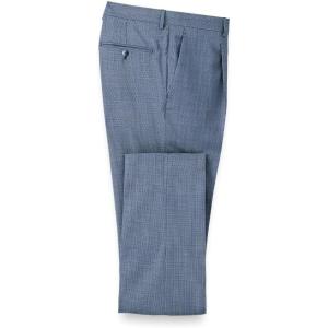 imagePaul Fredrick Mens Wool Micro Check Single Pleat Suit PantsCobalt