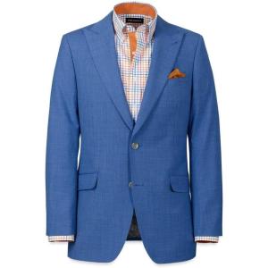 imagePaul Fredrick Mens Wool Stretch Bengaline Peak Lapel Suit Jacket