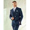 imagePaul Fredrick Mens Cotton Stretch Seersucker Pinstripe Peak Lapel Suit JacketNavy