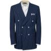 imagePaul Fredrick Mens Cotton Stretch Seersucker Pinstripe Peak Lapel Suit JacketNavy
