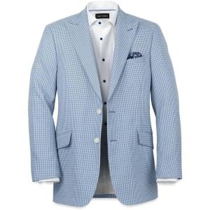 imagePaul Fredrick Mens Wool Houndstooth Single Breasted Peak Lapel Sport CoatOcean Blue