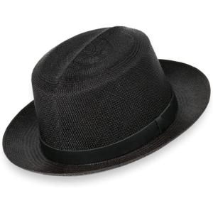 imagePaul Fredrick Mens Genuine Panama Straw Fedora with Leather Band