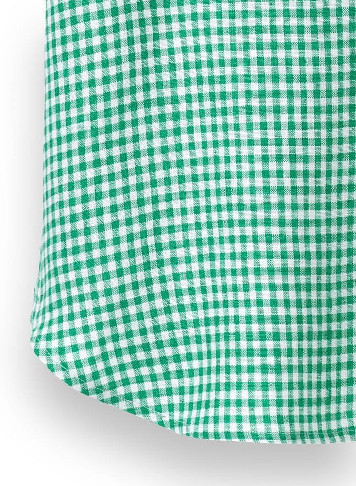 imagePaul Fredrick Mens Classic Fit Linen Gingham Check Casual ShirtGreen