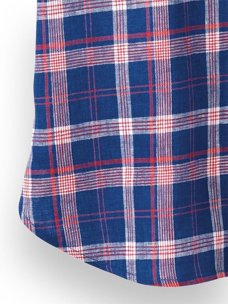 imagePaul Fredrick Mens Classic Fit Linen Plaid Casual ShirtBlueRed