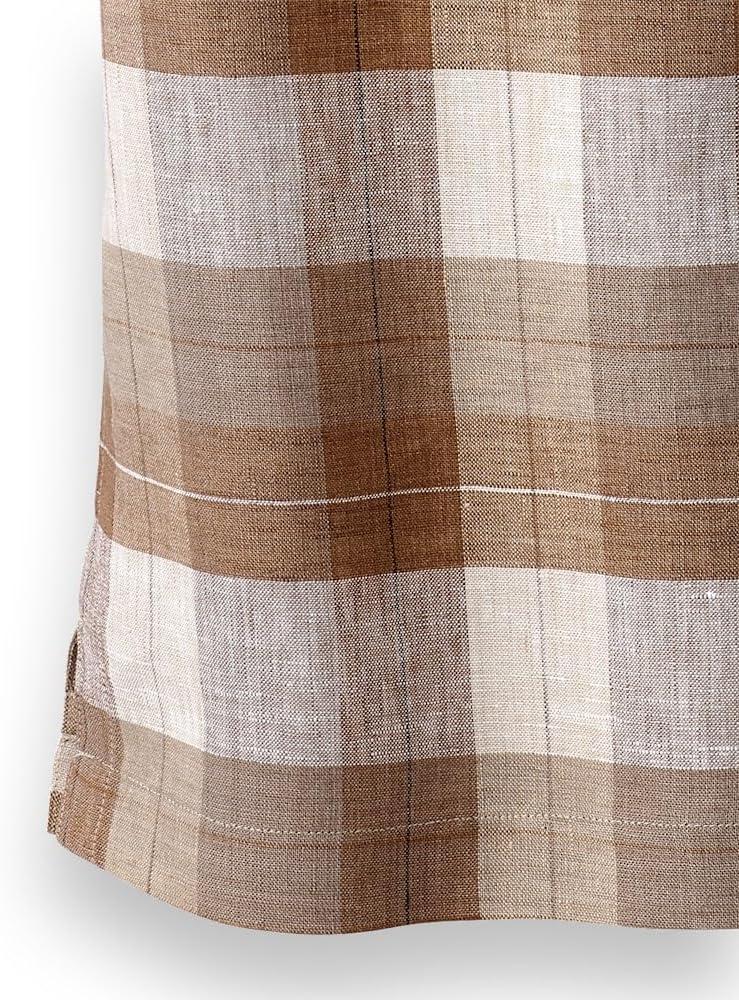 imagePaul Fredrick Mens Classic Fit Linen Plaid Casual ShirtBrown