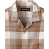 imagePaul Fredrick Mens Classic Fit Linen Plaid Casual ShirtBrown