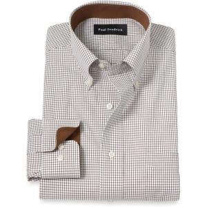 imagePaul Fredrick Mens Classic Fit NonIron Cotton Check Dress Shirt