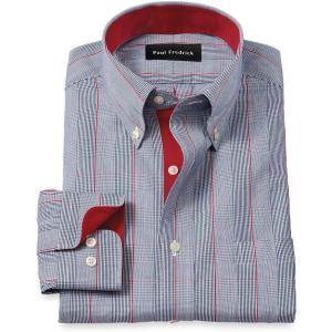 imagePaul Fredrick Mens Classic Fit NonIron Cotton Glen Plaid Dress Shirt