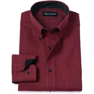 imagePaul Fredrick Mens Classic Fit NonIron Cotton Houndstooth Dress Shirt