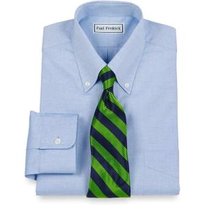imagePaul Fredrick Mens Pinpoint Button Down Collar Button Cuff Dress ShirtBlue