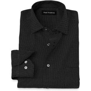 imagePaul Fredrick Mens Tailored Fit NonIron Cotton Dot Dress Shirt