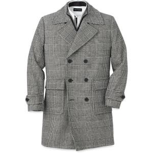 imagePaul Fredrick Mens Wool Blend Plaid Double Breasted Topcoat