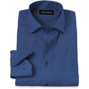 imagePaul Fredrick Mens Classic Fit NonIron Cotton Dot Dress Shirt