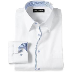 imagePaul Fredrick Mens Tailored Fit NonIron Cotton Solid Dress Shirt