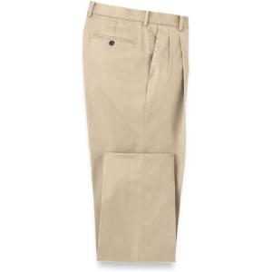 imagePaul Fredrick Mens NonIron Cotton Stretch Twill Pleated PantTan