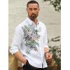 imagePaul Fredrick Mens Classic Fit Linen Blend Print Panel Casual Shirt
