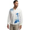 imagePaul Fredrick Mens Slim Fit Linen Blend Botanical Print Casual Shirt