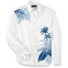 imagePaul Fredrick Mens Slim Fit Linen Blend Botanical Print Casual Shirt