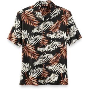 imagePaul Fredrick Mens Classic Fit Linen Blend Tropical Print Casual Shirt
