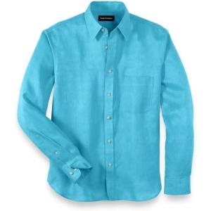 imagePaul Fredrick Mens Classic Fit Linen Solid Casual ShirtAqua