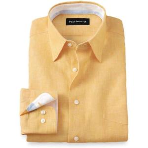imagePaul Fredrick Mens Classic Fit NonIron Linen Solid Dress Shirt