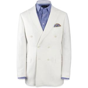imagePaul Fredrick Mens Linen Blend Double Breasted Peak Lapel Suit Jacket