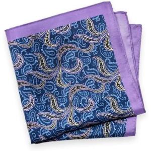 imagePaul Fredrick Mens Paisley Silk Pocket SquareBlue Multi