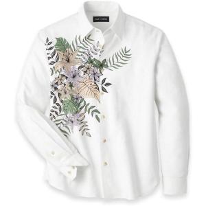 imagePaul Fredrick Mens Slim Fit Linen Blend Print Panel Casual Shirt