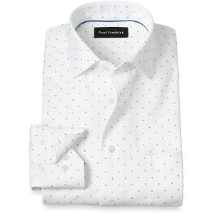 imagePaul Fredrick Mens Tailored Fit Comfort Stretch NonIron Geometric Dress Shirt