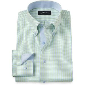 imagePaul Fredrick Mens Tailored Fit Comfort Stretch NonIron Gingham Dress Shirt