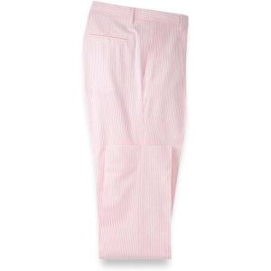 imagePaul Fredrick Mens Cotton Seersucker Single Pleated PantsPinkWhite