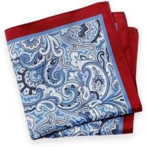 imagePaul Fredrick Mens Paisley Silk Pocket SquareBlueRed