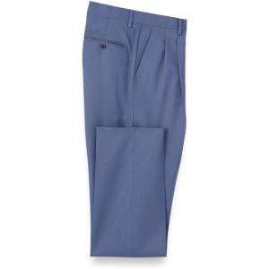 imagePaul Fredrick Mens Wool Gabardine Pleated PantsPostal Blue