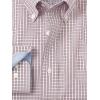 imagePaul Fredrick Mens Slim Fit NonIron Cotton Plaid Dress ShirtBurgundy