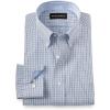 imagePaul Fredrick Mens Slim Fit NonIron Cotton Plaid Dress ShirtBlue