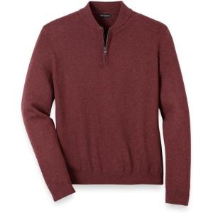 imagePaul Fredrick Mens Cotton Quarter Zip Mock Neck SweaterBurgundy