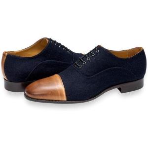 imagePaul Fredrick Mens Briggs Cap Toe OxfordNavyTan