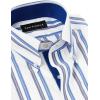 imagePaul Fredrick Mens Classic Fit NonIron Cotton Stripe Dress ShirtBlue