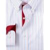 imagePaul Fredrick Mens Classic Fit NonIron Cotton Stripe Dress ShirtBlueRed