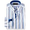 imagePaul Fredrick Mens Classic Fit NonIron Cotton Stripe Dress ShirtBlue