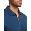 imagePaul Fredrick Mens Lyocell Blend Quarter Zip PoloNavy