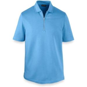 imagePaul Fredrick Mens Lyocell Blend Quarter Zip PoloBlue