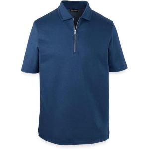 imagePaul Fredrick Mens Lyocell Blend Quarter Zip PoloNavy