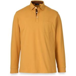 imagePaul Fredrick Mens CottonSpandex Pique Three Button PoloGold