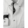 imagePaul Fredrick Mens Classic Fit NonIron Cotton Stripe Dress ShirtBlack  White