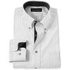 imagePaul Fredrick Mens Classic Fit NonIron Cotton Stripe Dress ShirtBlack  White